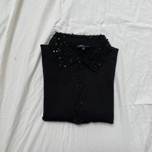 Black Silk Beaded Sweater - Picture 9 of 10